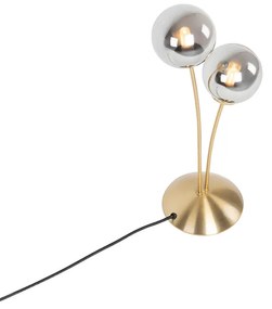 Moderne tafellamp goud 2-lichts met smoke glas - Athens