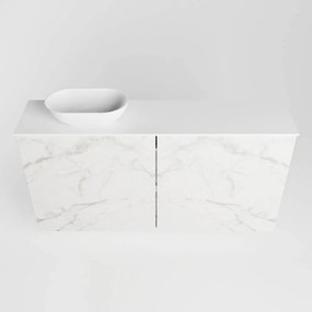 Mondiaz Fowy toiletmeubel 100cm Carrara met witte waskom links zonder kraangat