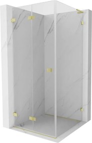 Mexen Lunar-F L vouwbare douchecabine links 80 x 80 cm, transparant, geborsteld goud - 836L-080-080-55-00-L