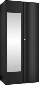 Kledingkast Hartford 397, Zwart, 186x74x44cm, 54 kg, Kledingkast deuren: Met scharnieren, Aantal planken: 2, Aantal planken: 2