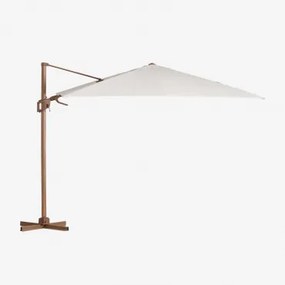 Parasol 295x295 Cm In Stof En Aluminium Hydra Lichtgrijs - Middelbruin Hout - Sklum