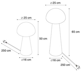 Set van 2 smart buiten vloerlamp met dimmeren zwart 50 cm en 65 cm - Mushroom Modern E27 IP44 Buitenverlichting rond