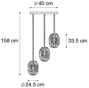 Hanglamp bamboe met wit rond 3-lichts - Canna Capsule Landelijk E27 Binnenverlichting Lamp