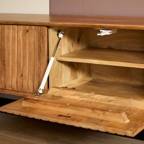 Starfurn Madison Naturel Hangend Tv-meubel Mangohout Ribbels 120 Cm - 120x35x30cm.