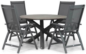 Tuinset Ronde Tuintafel 4 personen 125 cm Aluminium/Textileen /Aluminium/textileen Grijs Presto Vasto/Ancona