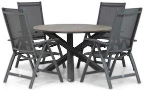 Tuinset Ronde Tuintafel 4 personen 125 cm Aluminium/Textileen /Aluminium/textileen Grijs  Presto Vasto/Ancona