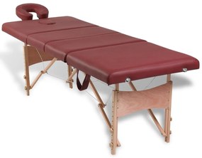 vidaXL Massagetafel inklapbaar met houten frame (vier delen / rood)