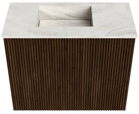 Mondiaz Joya DLux 50cm toiletmeubel walnut met wastafel faye links 1 kraangat ostra