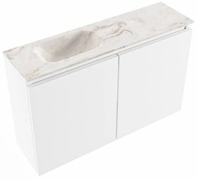 Mondiaz Ture DLux toiletmeubel 80cm talc met wastafel frappe links met kraangat