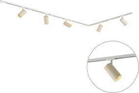 Modern railsysteem met 5 spots wit met beige 1-fase GU10 70mm - Iconic Jeana Luxe