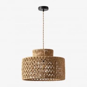 Gevlochten Papieren Hanglamp Kiara Natuurlijk - Zwart & Natuurlijk Kiara - Sklum