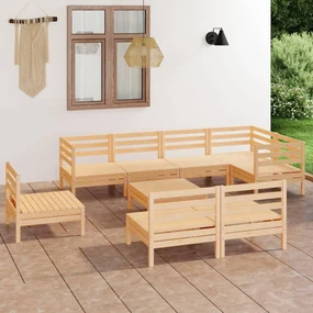 vidaXL 9-delige Loungeset massief grenenhout