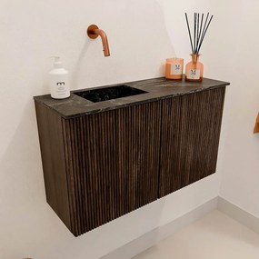 Mondiaz Joya DLux 70cm toiletmeubel walnut met wastafel faye links zonder kraangat lava