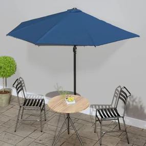 vidaXL Balkonparasol half met aluminium paal 300x150x253 cm blauw