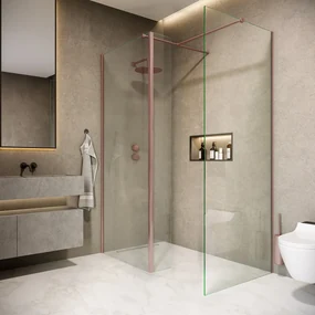 Saniclear Rivo inloop douchecabine 170x80cm met 40cm zijwand en 60cm vrije inloop geborsteld koper
