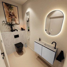 Mondiaz Ture DLux toiletmeubel 80cm plata met wastafel opalo rechts met kraangat