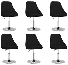 vidaXL Eetkamerstoelen draaibaar 6 st stof zwart