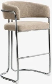 Zithoog Kruk Met Gestoffeerde Rugleuning En Ijzer Zantria ↑75 Cm & Stof Grijs – Taupe - Sklum