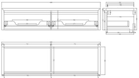 SaniGoods Alvares badmeubel 160cm eiken 2 lades castle brown met rivierstenen waskommen