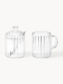 Melkkan en suikerpotset Brilia van glas, set van 3