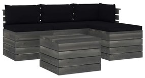 vidaXL 5-delige Loungeset met kussens pallet massief grenenhout