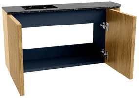 Mondiaz Joya DLux 80cm toiletmeubel ronding rechts oak met wastafel faye links zonder kraangat lava