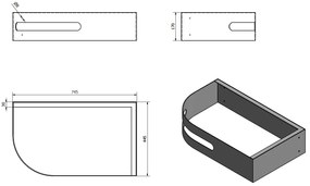 Sapho Pulse wastafel met console mat zwart 75x45cm rechts