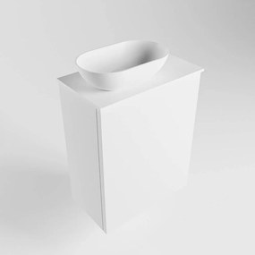 Mondiaz Fowy toiletmeubel 40cm talc met witte waskom links en kraangat