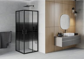 Mexen Rio vierkante douchecabine 80 x 80 cm, zwarte strepen, zwart - 860-080-080-70-20