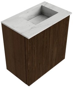 Mondiaz Joya DLux 40cm toiletmeubel walnut met wastafel faye rechts 1 kraangat opalo