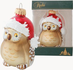Handbeschilderde kerstbal Owl met een kerstman hoed