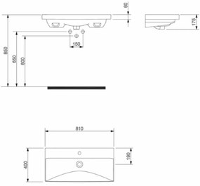 Sanigoods Venice badmeubel 80cm eiken met keramische wastafel met kraangat wit glans