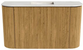 Mondiaz Joya DLux 75cm toiletmeubel ronding links/rechts oak met wastafel faye midden zonder kraangat ostra