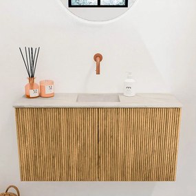 Mondiaz Joya DLux 80cm toiletmeubel oak met wastafel faye midden zonder kraangat ostra