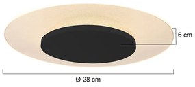 Moderne plafondlamp wit met zwart 28cm incl. LED - Lido Modern rond Binnenverlichting Lamp