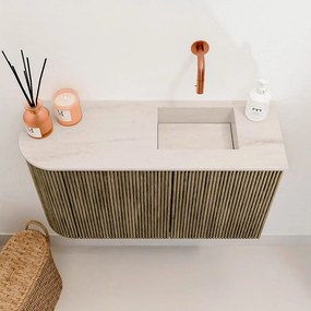 Mondiaz Joya DLux 70cm toiletmeubel ronding links dusk met wastafel faye rechts zonder kraangat meli