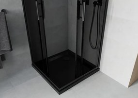 Mexen Rio vierkante douchecabine 80 x 80 cm, grafiet, zwart + Flat douchebak, zwart - 860-080-080-70-40-4070B