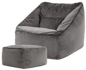 Natalia Velvet Armchair Bean Bag + Footstool