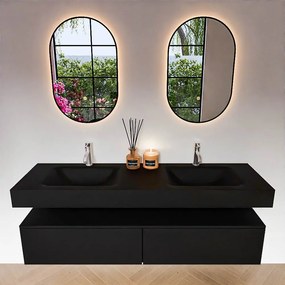 Zaro Alan badmeubel 160cm urban 2 lades met vrijhangende wastafel cloud dubbel 2 kraangaten urban