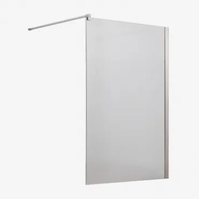 Vaste Douchewand Met 8 Mm Gehard Glas En Bristol Aluminium Geborsteld Grijs & Transparant & 120 X 195 Cm - Sklum
