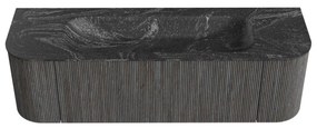 Mondiaz Kurve-dlux 150cm badmeubel ronding links/rechts shadow met 1 lade en 2 deuren en wastafel big medium midden zonder kraangat lava