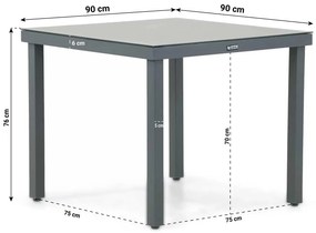 Tuinset 4 personen 90 cm Aluminium/textileen Grijs Presto Vasto/Porto