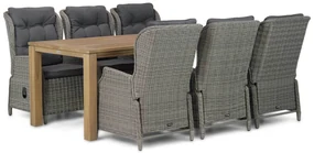 Tuinset 6 personen 220 cm Wicker Old teak greywash Garden Collections Edingburgh/Bristol