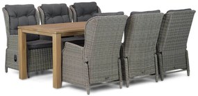 Tuinset 6 personen 220 cm Wicker Old teak greywash Garden Collections Edingburgh/Bristol
