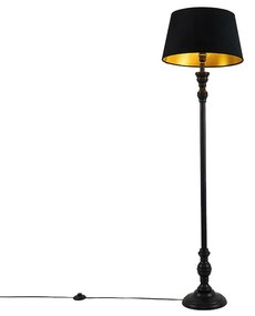 Vloerlamp met 45 cm kap zwart met gouden binnenkant - Classico Modern E27 Binnenverlichting Lamp
