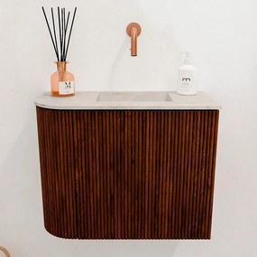 Mondiaz Joya DLux 50cm toiletmeubel ronding links ruby met wastafel faye rechts zonder kraangat ostra