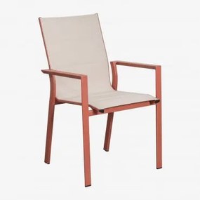 Stapelbare Tuinstoel Met Armleuningen Van Aluminium Karena Tapioca Beige - Terracota - Sklum