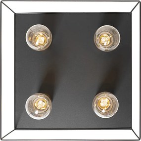 Minimalistische plafondlamp zwart met goud 4-lichts vierkant - Kodi