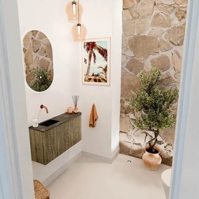 Mondiaz Joya DLux 80cm toiletmeubel ronding rechts dusk met wastafel faye links zonder kraangat lava