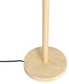 Landelijke vloerlamp hout met boucle kap wit - Mels Landelijk E27 rond Binnenverlichting Lamp